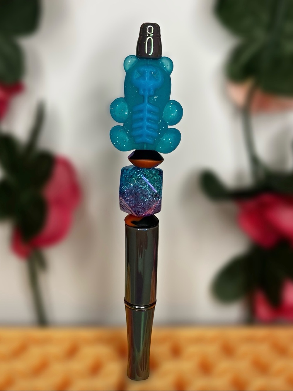Skeleton Gummy Bear Halloween Cute & Spooky Handmade Beaded Pen